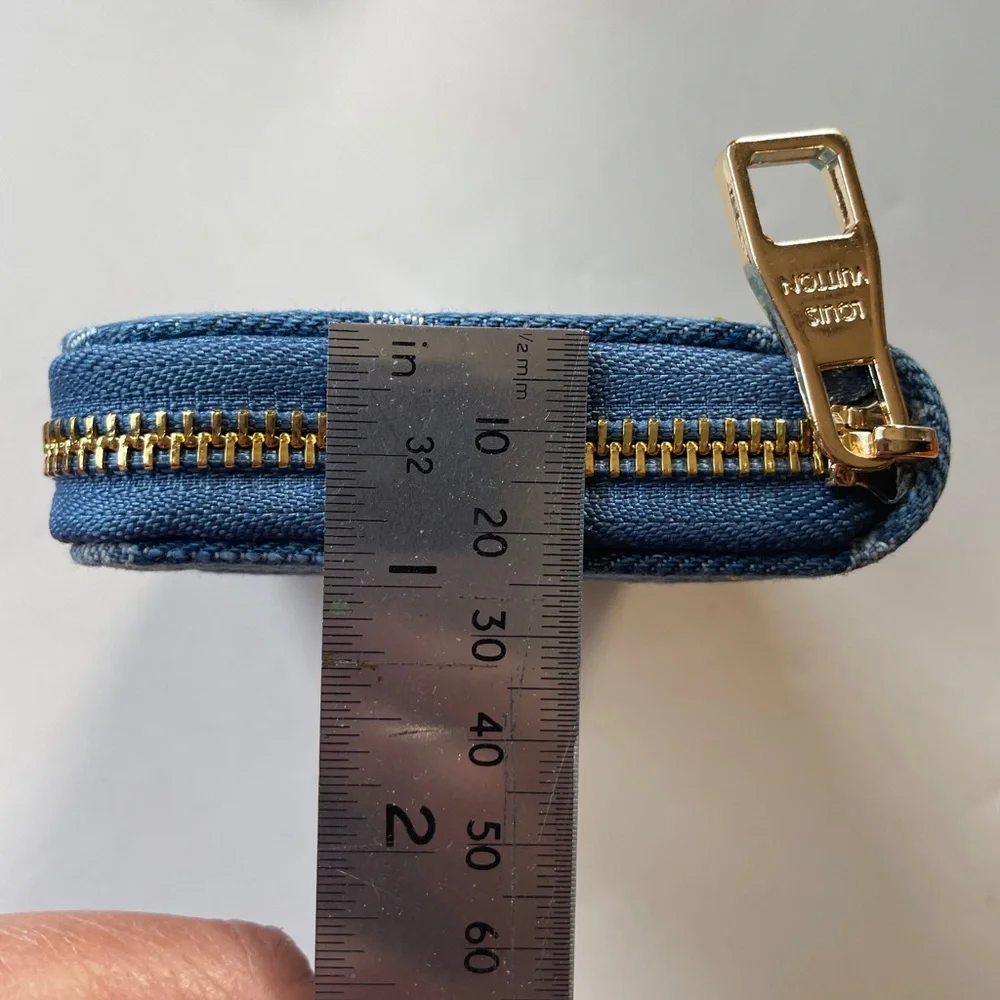 Blue Monogram Denim Remix Wallet Gold Hardware, card slots. Ref#lv20ppf